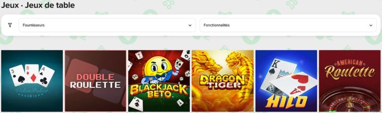 AllWins Casino jeux table