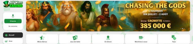 AllWins Casino page accueil